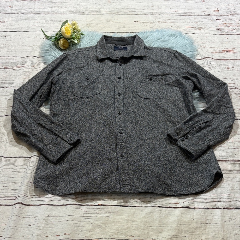 1901 Black Grey Marbled Trim Fit Button Down Shirt sz XL